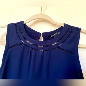 Dark blue, sleeveless top, size small